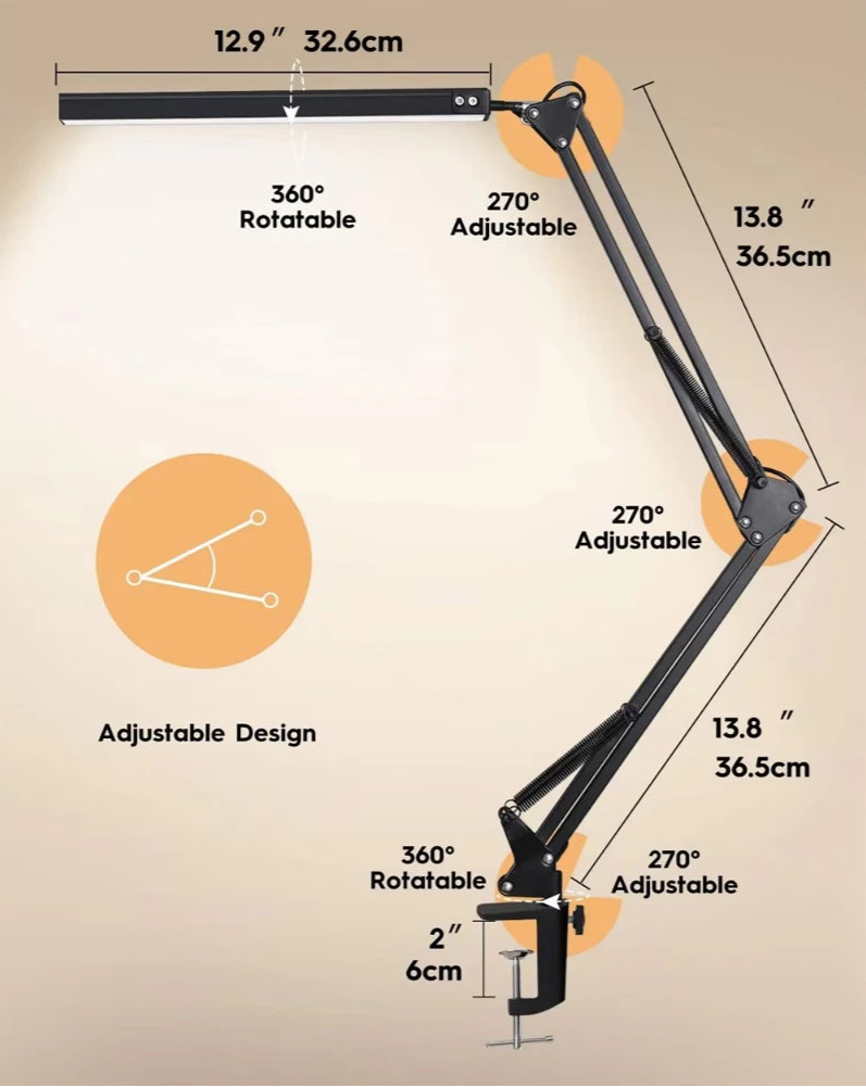Adjustable LED Clamp Desk Lamp